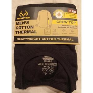 Realtree Men's Heavyweight Cotton Thermal Crew Top Men's Size Medium Black